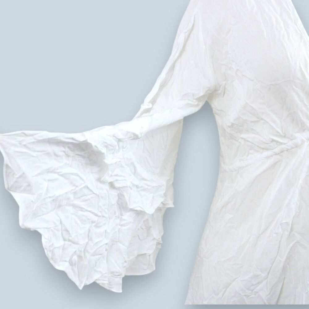 Elan NWT White Crinkle Beach Cover Up Tunic Dress Boho Resort Swim Cover Size S - Picture 6 of 8